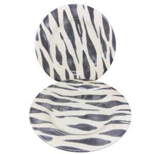 La Gioconda Zebra Print Ceramic Hand Painted Italy Plate Dish Set 2 Plates VTG